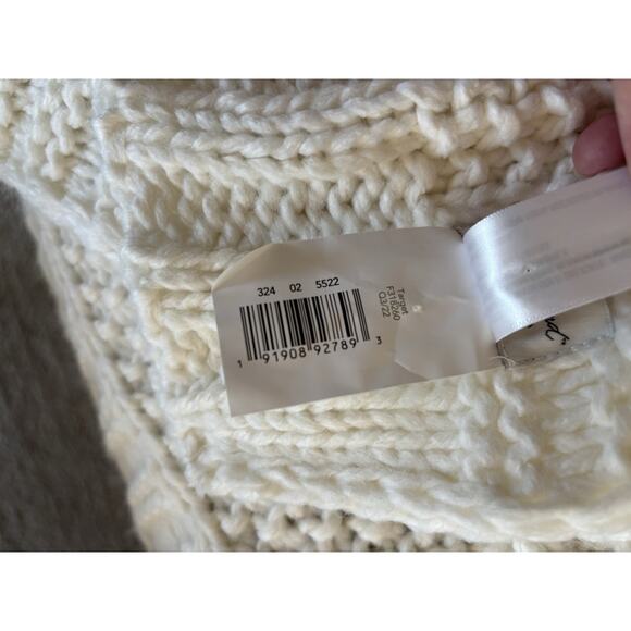 Hearth Hand with Magnolia Cream Bordered Throw Blanket 50x60 Chunky Cable Knit - Picture 3 of 9